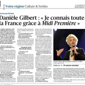 Article dans le Dauphiné Libéré le 11/01/2024 titré : Danielle Gilbert : "Je connais toute la France grâce à Midi Première"